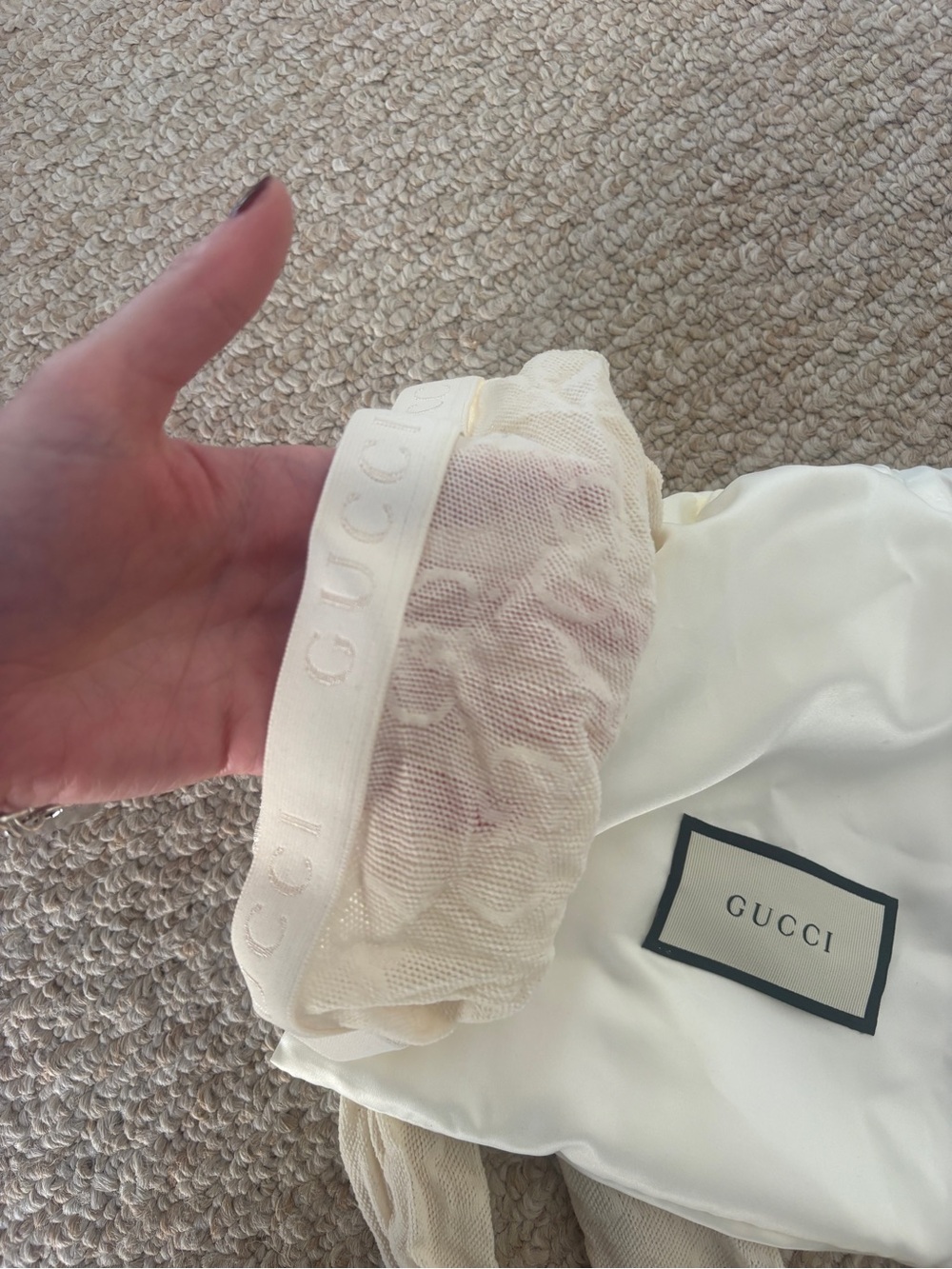 Women's Gucci Ivory Monogram Tights
